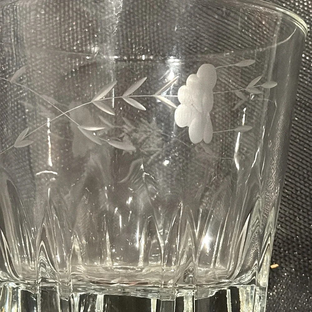 Vintage Barware Crystal Ice Bucket Princess House Clear Regency Etched Floral